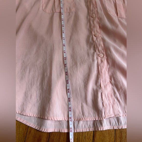 Chicos Blouse Top Womens Sz XL Blush Pink Sheer Button Front Roll Tab Sleeves - Picture 6 of 7